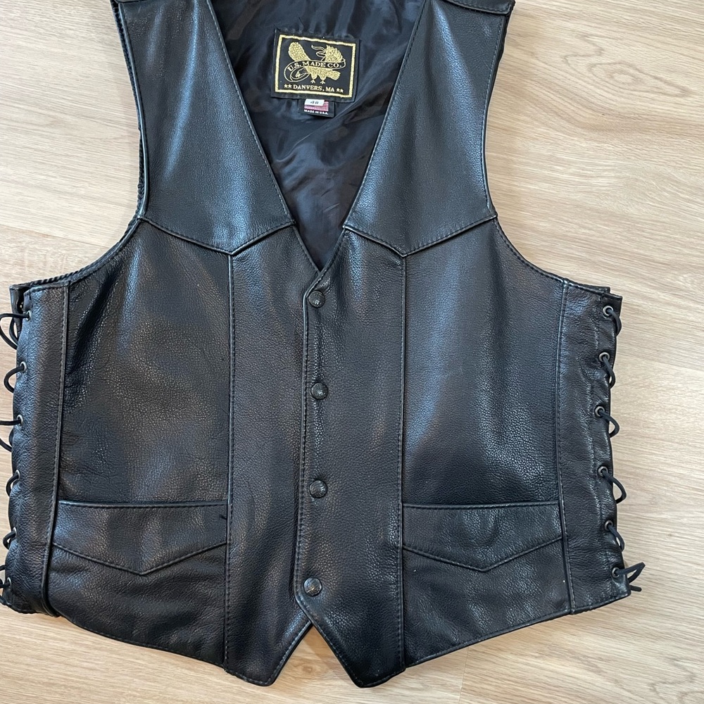Men's Black Leather Vest